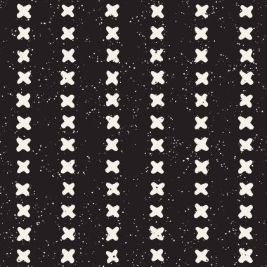 El ile Seamless Modeli hatları çizilmiş. Arka plan serbest fırça darbeleriyle. Siyah ve beyaz doku. Kağıt ambalaj için süsleme.