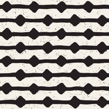 El ile Seamless Modeli hatları çizilmiş. Arka plan serbest fırça darbeleriyle. Siyah ve beyaz doku. Kağıt ambalaj için süsleme.