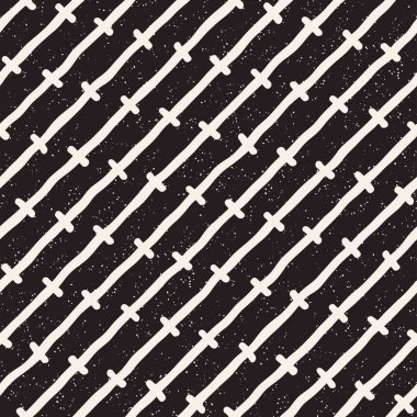 El ile Seamless Modeli hatları çizilmiş. Arka plan serbest fırça darbeleriyle. Siyah ve beyaz doku. Kağıt ambalaj için süsleme.