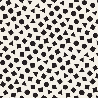 Sorunsuz ilkel karmakarışık minimalizm desenleri. Geometrik şekiller rastgele dağılmış. Arka plan tasarım