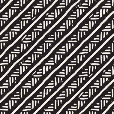 Elle çizilmiş stil etnik seamless modeli. Soyut geometrik çizgiler arka plan siyah ve beyaz.