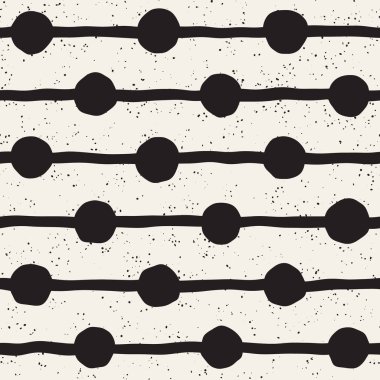 El ile Seamless Modeli hatları çizilmiş. Arka plan serbest fırça darbeleriyle. Siyah ve beyaz doku. Kağıt ambalaj için süsleme.
