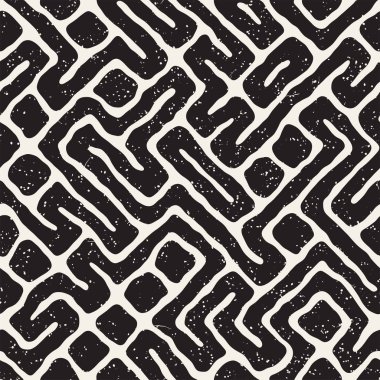 Labirent çizgileri ile Seamless modeli. Tek renkli arka plan. Vektör el çekilmiş labyrinth.