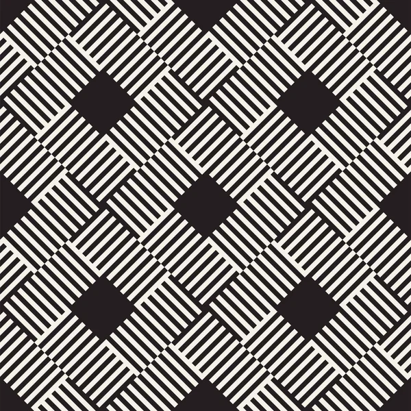 Abstraktes geometrisches Muster mit Streifen, Linien. Nahtloser Vektoruntergrund. Schwarz-weiße Gitterstruktur. — Stockvektor