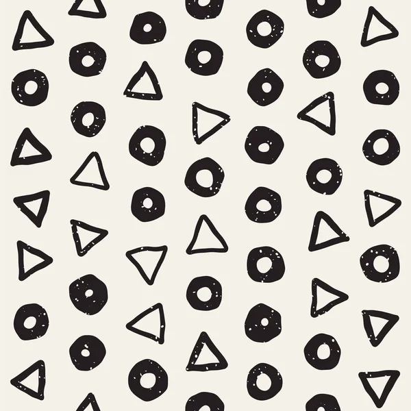 El çekilmiş siyah beyaz mürekkep soyut seamless modeli. Vektör şık grunge doku. Tek renkli şekiller boya fırça satırları dağınık