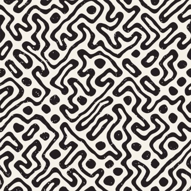 Labirent çizgileri ile Seamless modeli. Tek renkli arka plan. Vektör el çekilmiş labyrinth.