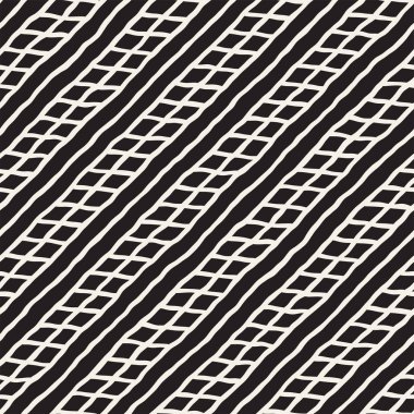 Elle çizilmiş stil seamless modeli. Soyut geometrik döşeme arka plan siyah ve beyaz. Vektör doodle hat kafes