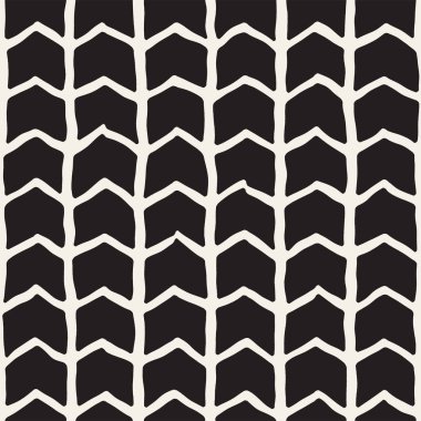 Elle çizilmiş stil seamless modeli. Soyut geometrik döşeme arka plan siyah ve beyaz. Vektör doodle hat kafes