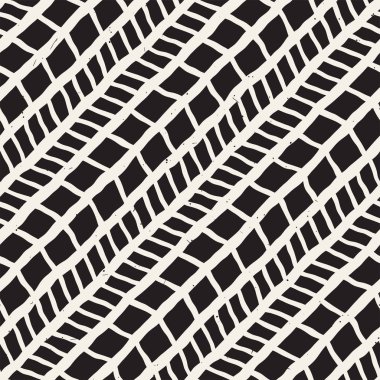 Elle çizilmiş stil seamless modeli. Soyut geometrik döşeme arka plan siyah ve beyaz. Vektör doodle hat kafes