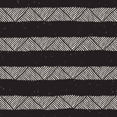 Elle çizilmiş stil etnik seamless modeli. Soyut geometrik çizgiler arka plan siyah ve beyaz.