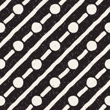 El ile Seamless Modeli hatları çizilmiş. Arka plan serbest fırça darbeleriyle. Siyah ve beyaz doku. Kağıt ambalaj için süsleme.