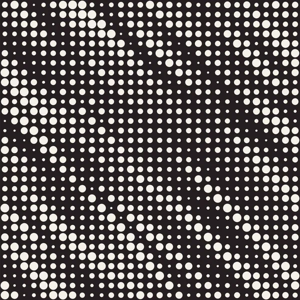 Moderne stilvolle Halbton-Textur. endlose abstrakte Hintergrund mit Kreisen zufälliger Größe. Vektor nahtloses Muster. — Stockvektor