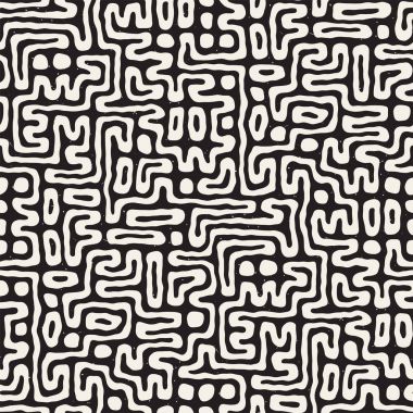 Labirent çizgileri ile Seamless modeli. Tek renkli arka plan. Vektör el çekilmiş labyrinth.