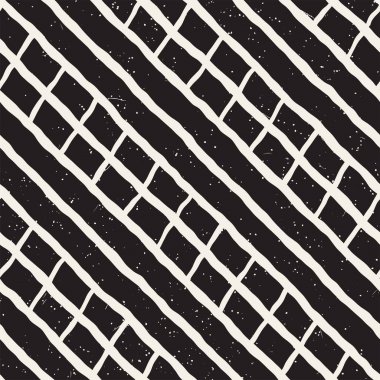 Elle çizilmiş stil seamless modeli. Soyut geometrik döşeme arka plan siyah ve beyaz. Vektör doodle hat kafes