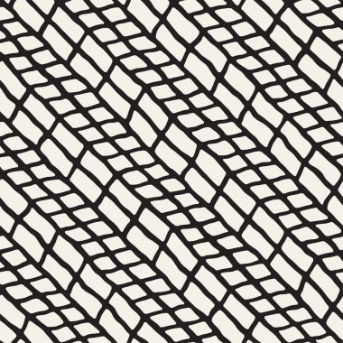 Elle çizilmiş stil seamless modeli. Soyut geometrik döşeme arka plan siyah ve beyaz. Vektör doodle hat kafes
