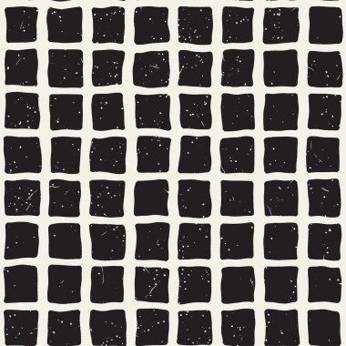 Elle çizilmiş stil seamless modeli. Soyut geometrik döşeme arka plan siyah ve beyaz. Vektör doodle hat kafes