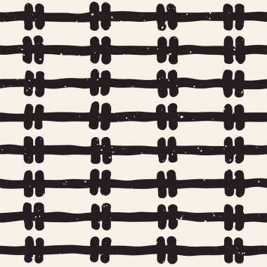 El ile Seamless Modeli hatları çizilmiş. Arka plan serbest fırça darbeleriyle. Siyah ve beyaz doku. Kağıt ambalaj için süsleme.