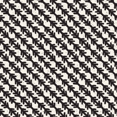 El ile Seamless Modeli hatları çizilmiş. Arka plan serbest fırça darbeleriyle. Siyah ve beyaz doku. Kağıt ambalaj için süsleme.