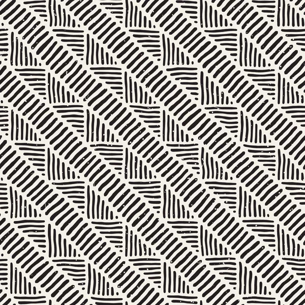 Hand drawn style ethnic seamless pattern. Abstract geometric lines background in black and white. — Stock Vector