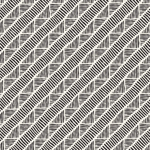 Handgezeichnete ethnische nahtlose Muster. abstrakte geometrische Linien Hintergrund in schwarz und weiß. — Stockvektor