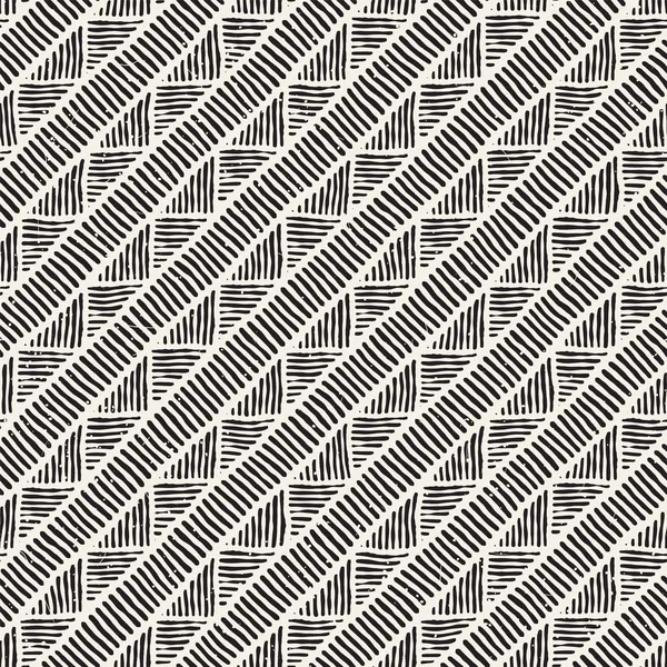 Style dessiné à la main motif sans couture ethnique. Fond abstrait de lignes géométriques en noir et blanc . — Image vectorielle