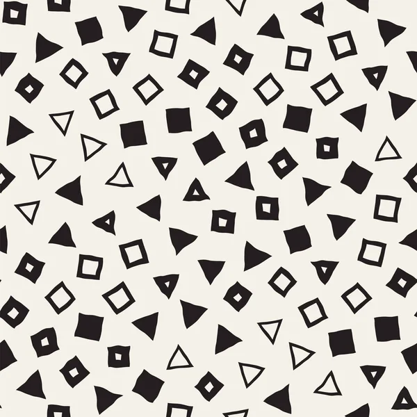 El çekilmiş siyah beyaz mürekkep soyut seamless modeli. Vektör şık grunge doku. Tek renkli şekiller boya fırça satırları dağınık