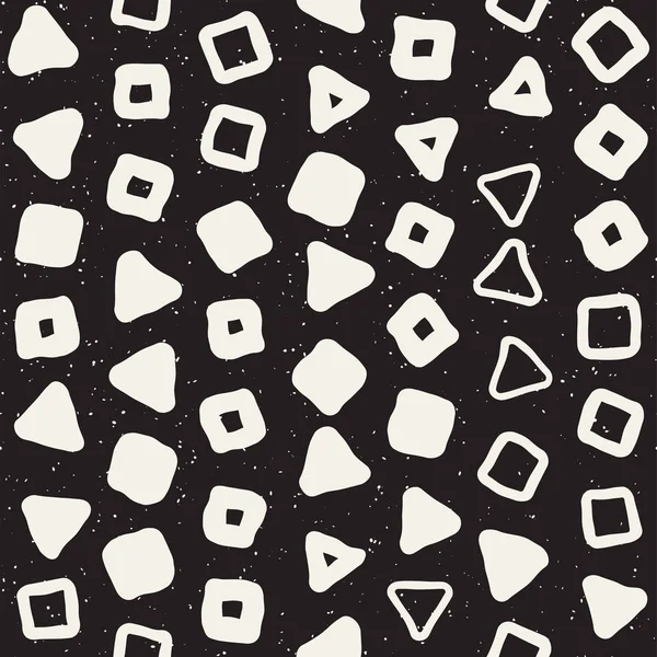 El çekilmiş siyah beyaz mürekkep soyut seamless modeli. Vektör şık grunge doku. Tek renkli şekiller boya fırça satırları dağınık