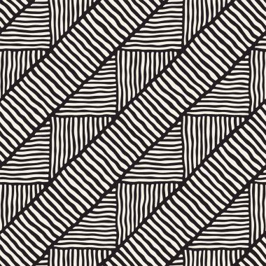 Elle çizilmiş stil etnik seamless modeli. Soyut geometrik çizgiler arka plan siyah ve beyaz.