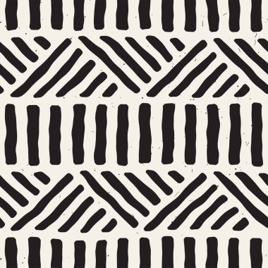 Elle çizilmiş stil etnik seamless modeli. Soyut geometrik çizgiler arka plan siyah ve beyaz.