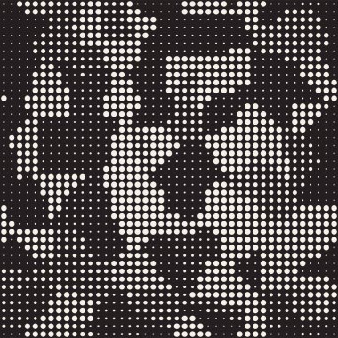 Modern şık noktalı resim doku. Rastgele boyut daireler ile sonsuz arka plan. Vektör Seamless Modeli.