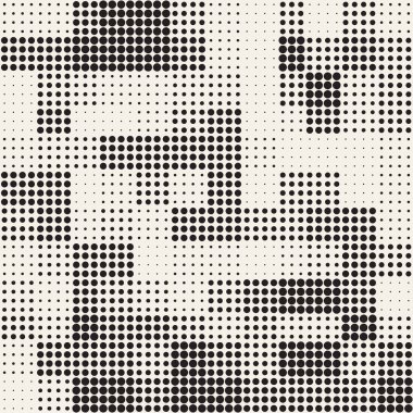 Modern şık noktalı resim doku. Rastgele boyut daireler ile sonsuz arka plan. Vektör Seamless Modeli.