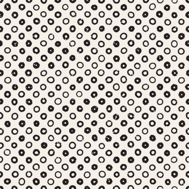 El çekilmiş siyah beyaz mürekkep soyut seamless modeli. Vektör şık grunge doku. Tek renkli şekiller boya fırça satırları dağınık