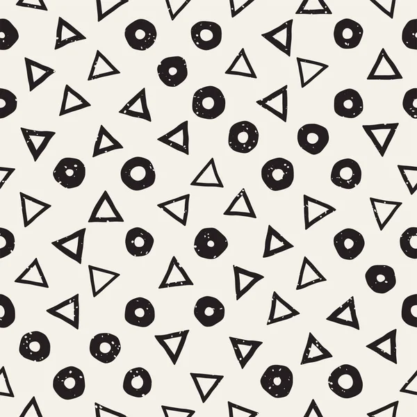 El çekilmiş siyah beyaz mürekkep soyut seamless modeli. Vektör şık grunge doku. Tek renkli şekiller boya fırça satırları dağınık