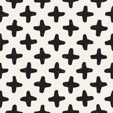 El ile Seamless Modeli hatları çizilmiş. Arka plan serbest fırça darbeleriyle. Siyah ve beyaz doku. Kağıt ambalaj için süsleme.