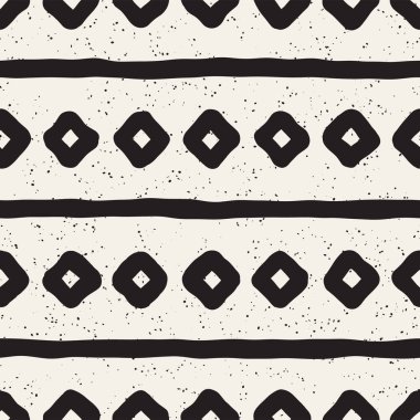 El ile Seamless Modeli hatları çizilmiş. Arka plan serbest fırça darbeleriyle. Siyah ve beyaz doku. Kağıt ambalaj için süsleme.