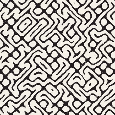 Labirent çizgileri ile Seamless modeli. Tek renkli arka plan. Vektör el çekilmiş labyrinth.