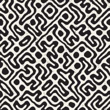 Labirent çizgileri ile Seamless modeli. Tek renkli arka plan. Vektör el çekilmiş labyrinth.