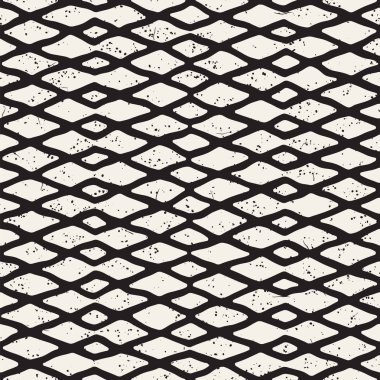 Elle çizilmiş stil seamless modeli. Soyut geometrik döşeme arka plan siyah ve beyaz. Vektör doodle hat kafes