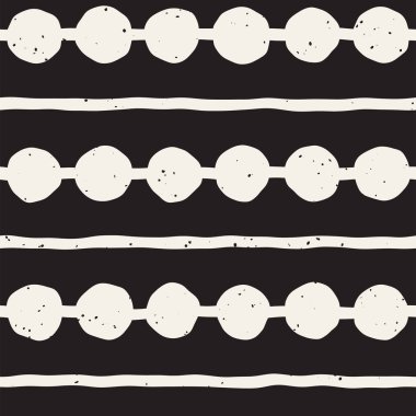 El ile Seamless Modeli hatları çizilmiş. Arka plan serbest fırça darbeleriyle. Siyah ve beyaz doku. Kağıt ambalaj için süsleme.