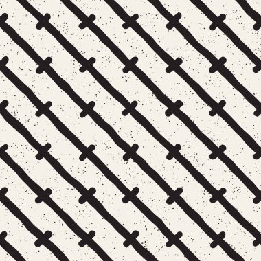 El ile Seamless Modeli hatları çizilmiş. Arka plan serbest fırça darbeleriyle. Siyah ve beyaz doku. Kağıt ambalaj için süsleme.