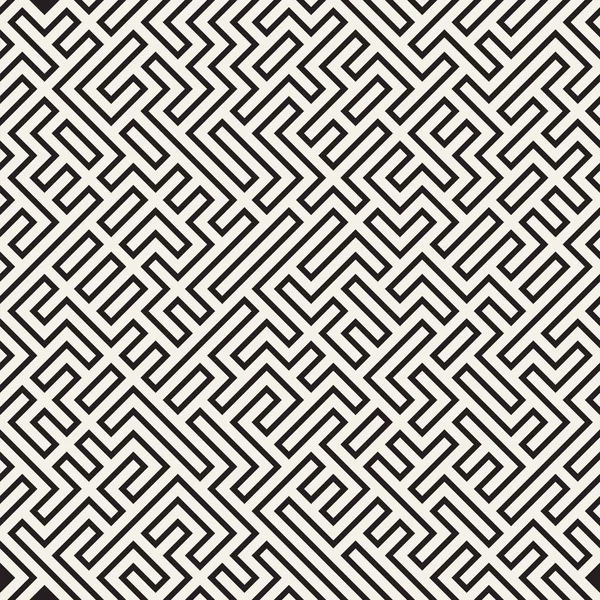 Düzensiz labirent çizgileri. Geometrik arka plan tasarlamak. Vektör sorunsuz siyah ve beyaz kaotik desen.