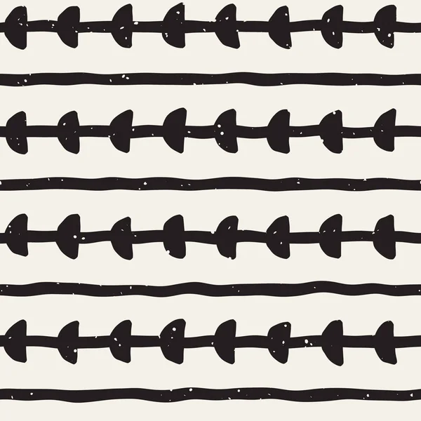 Naadloze patroon met hand getrokken lijnen. Abstracte achtergrond met freehand penseelstreken te wijzigen. Zwart-wit patroon. Sieraad voor inpakpapier. — Stockvector