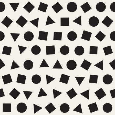 Sorunsuz ilkel karmakarışık minimalizm desenleri. Geometrik şekiller rastgele dağılmış. Arka plan tasarım