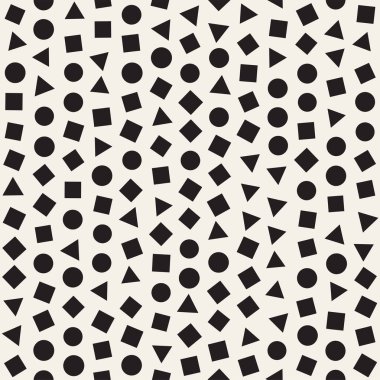 Sorunsuz ilkel karmakarışık minimalizm desenleri. Geometrik şekiller rastgele dağılmış. Arka plan tasarım