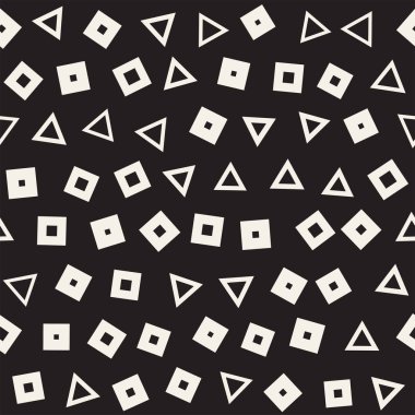 Sorunsuz ilkel karmakarışık minimalizm desenleri. Geometrik şekiller rastgele dağılmış. Arka plan tasarım