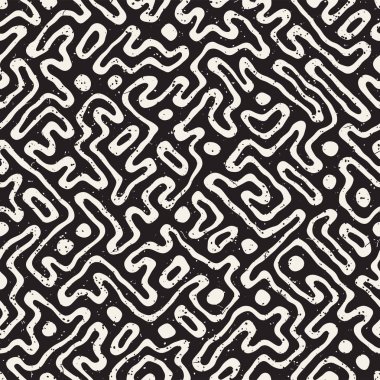 Labirent çizgileri ile Seamless modeli. Tek renkli arka plan. Vektör el çekilmiş labyrinth.