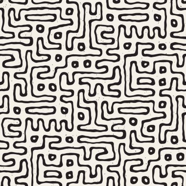 Labirent çizgileri ile Seamless modeli. Tek renkli arka plan. Vektör el çekilmiş labyrinth.