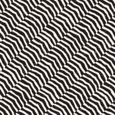 Elle çizilmiş seamless modeli. Soyut geometrik döşeme arka plan siyah ve beyaz. Vektör şık doodle hat kafes