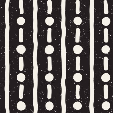 El ile Seamless Modeli hatları çizilmiş. Arka plan serbest fırça darbeleriyle. Siyah ve beyaz doku. Kağıt ambalaj için süsleme.