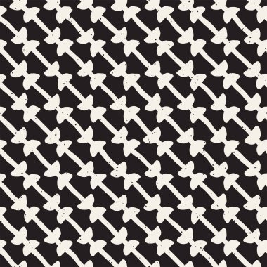 El ile Seamless Modeli hatları çizilmiş. Arka plan serbest fırça darbeleriyle. Siyah ve beyaz doku. Kağıt ambalaj için süsleme.